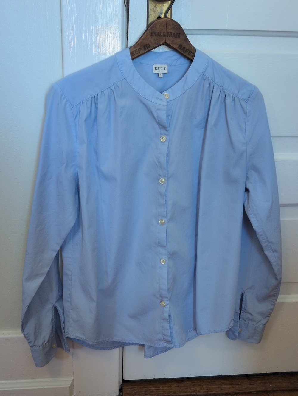 KULE Pale Blue McGraw Button-Down Banded Collar Shirt Small